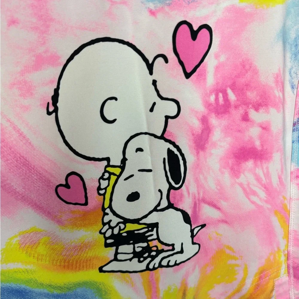 Peanuts Colorful Tie-Dye Snoopy Scrub Top with Pockets Size M Style #TF752 - Picture 5 of 10
